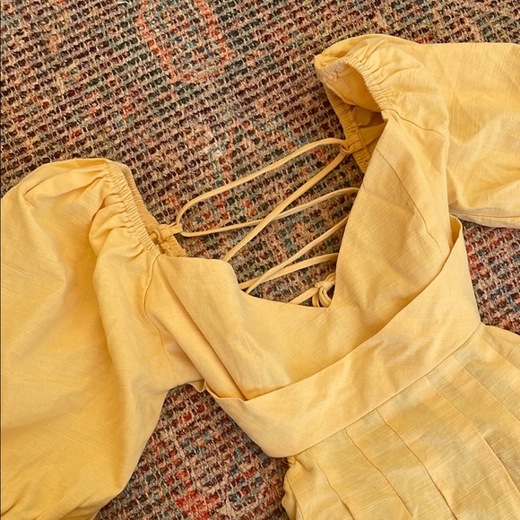 Mable backless puff sleeve dress yellow - Picture 6 of 8